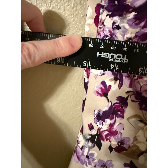 White House Black Market Floral Peplum Corset Top Purple White Size 4 READ - Picture 5 of 7